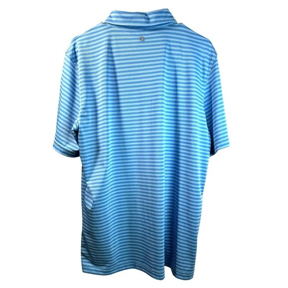STITCH Dri Fit Polo Shirt Blue striped Preppy Golf Casual Soft Shirt Short Sleev - Picture 2 of 8